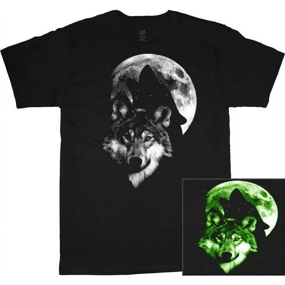 Halloween T-shirt Men's Graphic Tees Glow in the Dark Wolf Moon