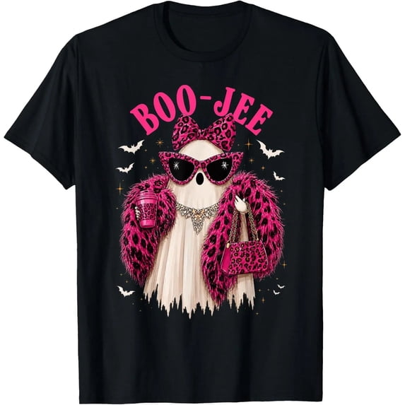 Halloween T-shirts,Halloween Boo JEE Pink Leopard Ghost T-shirts