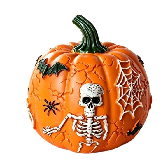Halloween Table Accent Skeleton Pumpkin Decor for Mantel Shelf Entryway Centerpiece, Freestanding Seasonal Display