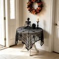 thumbnail image 1 of Halloween Table Cloth, Black Spider Web Lace Tablecloth for Round Tables, Gothic Halloween Decor for Masquerade, Scary Movie Nights, Dinner Party Table Decorations, A, 1 of 6