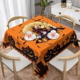 thumbnail image 1 of Halloween Table Cloth Pumpkin Castle Ghost Square Tablecloth 60 inch Orange Black Vintage Washable Table Cover for Holiday Kitchen Dinning Picnic Outdoor Indoor Decoration, 1 of 5
