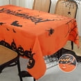 thumbnail image 1 of Halloween Table Cloth Rectangle 60 x 120 Inch Scary Pumpkin Castle Web Bat Print Tablecloth, Soft Fabric Table Cover for Dining, Party, Picnic, Indoor, Outdoor, Orange, 1 of 5
