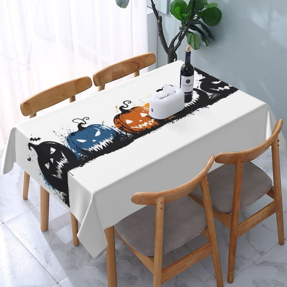 Halloween Table Cloth Rectangle Table 54x72in, Halloween Colorful Pumpkin Water-Repellent Table Cover Halloween Decor, Tablecloth Wrinkle Resistance for Halloween Decorations