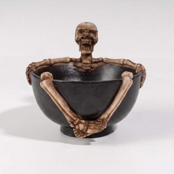 Halloween Table Decor, Halloween Skeleton Decorations, Halloween Candy Sculpted Piece, Spooky Halloween Decor, 5X5 Inch Resin Skeleton Sculpted Piece for Treat Storage, Small