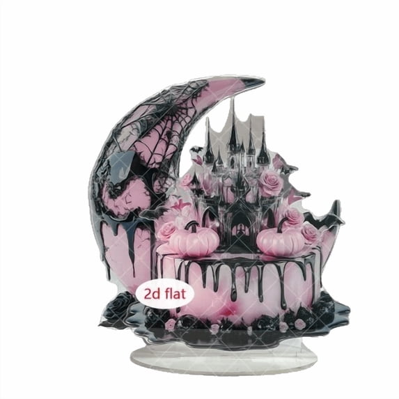 Halloween Table Decor Haunted Castle Silhouette Acrylic Ornament Double-Sided Gothic Decor For Mantel & Tabletop Spooky Fall Home Accent