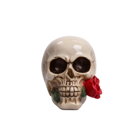 Halloween Table Decorations, 9X7 Inch Rose Detail Skull Desktop Ornament, for Indoor Home Dining Tables, Break Room Workspaces, and Adult Halloween Birthday Party Spreads, Elevate