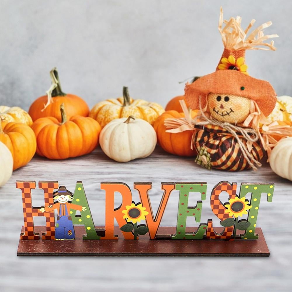 Happy Halloween Table Decoration with Colorful Lights Halloween Wooden Centerpiece Signs Halloween Wooden Table Signs for Halloween Party Home Table T