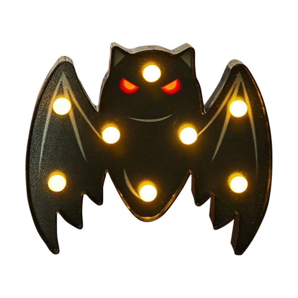 Halloween Table Decorations, Lighted Bat Haunted House Tabletop, Wood