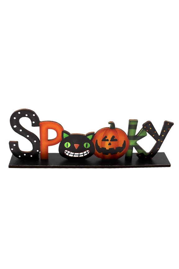 Halloween Table Decorations, Pumpkin Table Centerpieces Sign Wooden Candy Day for Halloween Party Dinner Coffee Table Topper Tier Tray Room Decor, 10 x 2.3 Inch