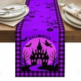 thumbnail image 1 of Halloween Table Runner - 108 Inch Long, Kitchen Dining Table Runner Dresser Scarves, Moon Bat Castle Bat Plaid Black Purple Pink Farmhouse Decor for Coffee Tables Wedding Party Banquet, 1 of 8