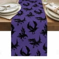 thumbnail image 1 of Halloween Table Runner - 108 Inch Long, Kitchen Dining Table Runner Dresser Scarves, Purple Black Crow Spooky Scary Animals Farmhouse Decor for Coffee Tables Wedding Party Banquet, 1 of 8