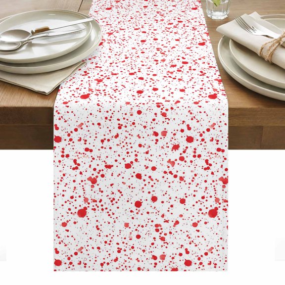 Halloween Table Runner - 36 Inch Long, Kitchen Dining Table Runner Dresser Scarves, Red Blood Scary Splash Fall Holiday Farmhouse Decor for Coffee Tables Wedding Party Banquet