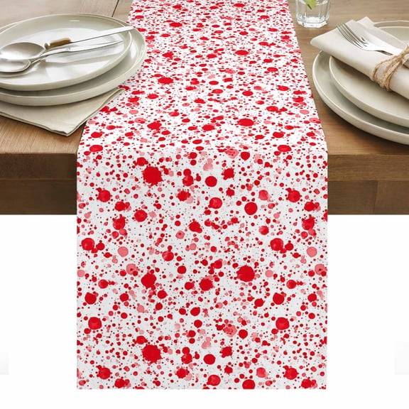 Halloween Table Runner - 36 Inch Long, Kitchen Dining Table Runner Dresser Scarves, Scary Red Blood Drop Splash Dots Farmhouse Decor for Coffee Tables Wedding Party Banquet