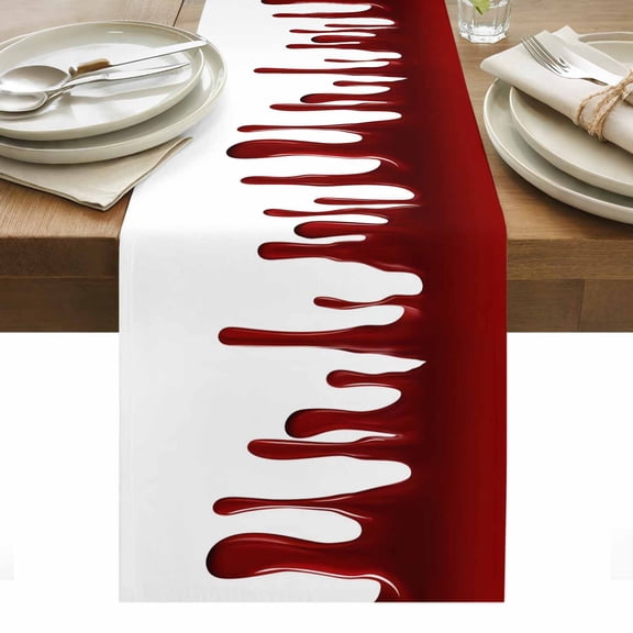 Halloween Table Runner - 60 Inch Long, Kitchen Dining Table Runner Dresser Scarves, Horror Red Blood Driping Halloween Farmhouse Decor for Coffee Tables Wedding Party Banquet