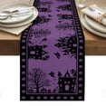 thumbnail image 1 of Halloween Table Runner - 60 Inch Long, Kitchen Dining Table Runner Dresser Scarves, Purple Pumpkins Halloween Witch Bat Castle Farmhouse Decor for Coffee Tables Wedding Party Banquet, 1 of 8