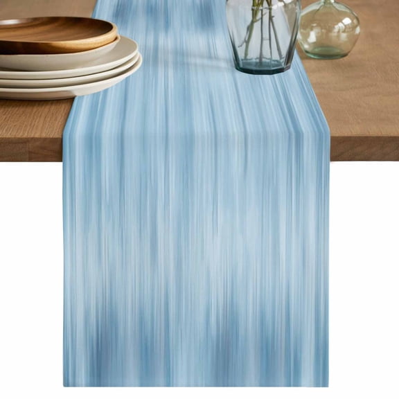 Light Blue Table Runner 70 Inches, Modern Abstract Art Ombre Striped Bed Runner Dresser Scarves Tabletop for Indoor Outdoor Parties/Ceremony/Banquet, 13" x 70"