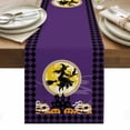 thumbnail image 1 of Halloween Table Runner - 72 Inch Long, Kitchen Dining Table Runner Dresser Scarves, Riding Black Witch Cat Purple Plaid Pumpkin Farmhouse Decor for Coffee Tables Wedding Party Banquet, 1 of 8