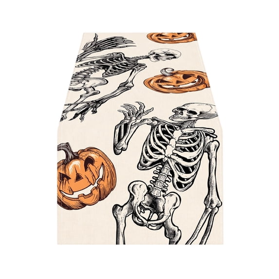 Halloween Table Runner, 72x13 Inch Linen Decorative Table Linen for Thanksgiving Dining Party Home Decor