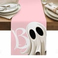 thumbnail image 1 of Halloween Table Runner - 90 Inch Long, Kitchen Dining Table Runner Dresser Scarves, Cartoon Funny Error Ghost Pink Farmhouse Decor for Coffee Tables Wedding Party Banquet, 1 of 8