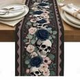 thumbnail image 1 of Halloween Table Runner - 90 Inch Long, Kitchen Dining Table Runner Dresser Scarves, Horror Skull Flower Leaf Floral Textured Farmhouse Decor for Coffee Tables Wedding Party Banquet, 1 of 8