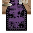 thumbnail image 1 of Halloween Table Runner 90 Inches, Purple Pumpkins Halloween Witch Bat Castle Bed Runner Dresser Scarves Tabletop for Indoor Outdoor Parties/Ceremony/Banquet, 13" x 90", 1 of 8