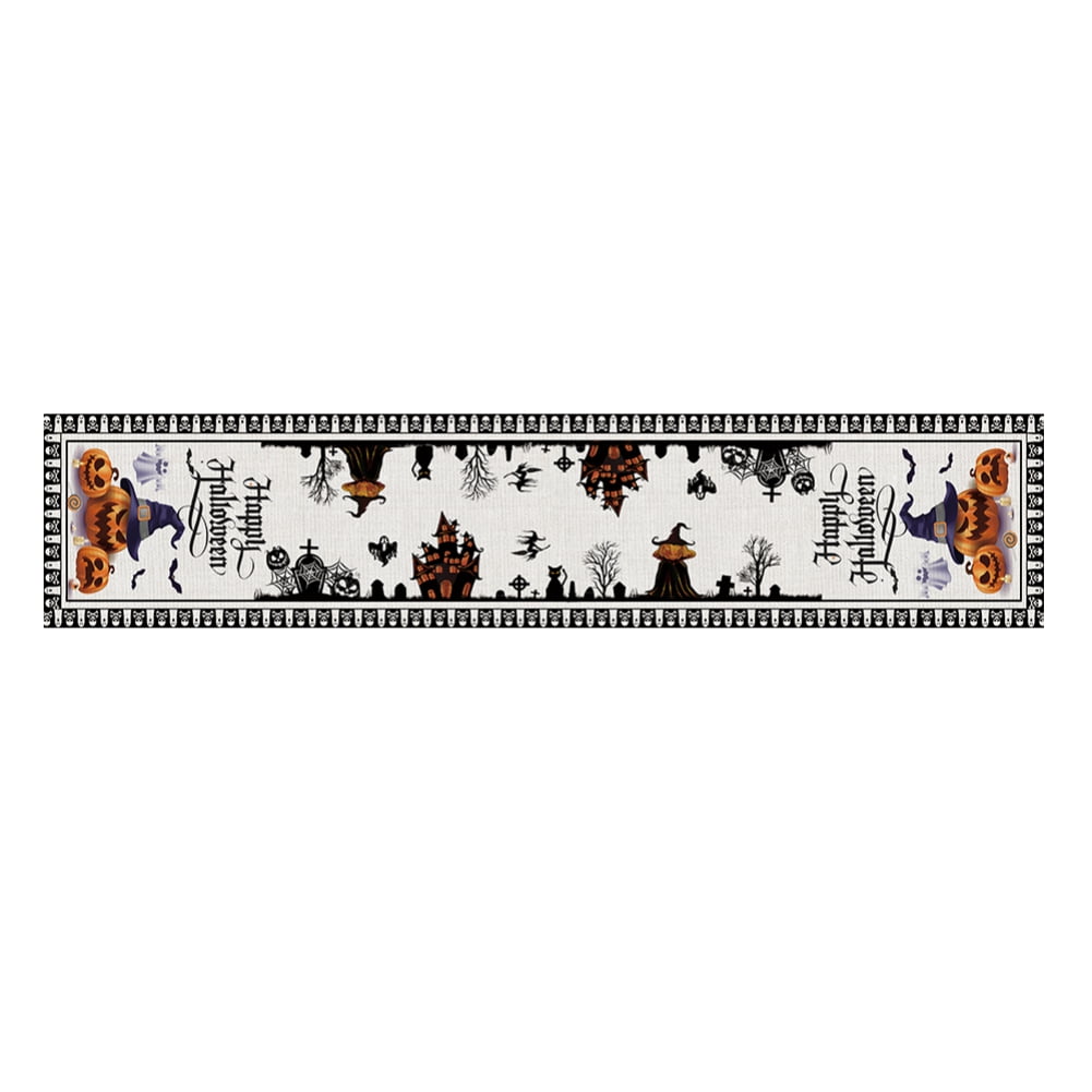 Halloween Table Runner, Black Cat Burlap Halloween Table Decor, Black