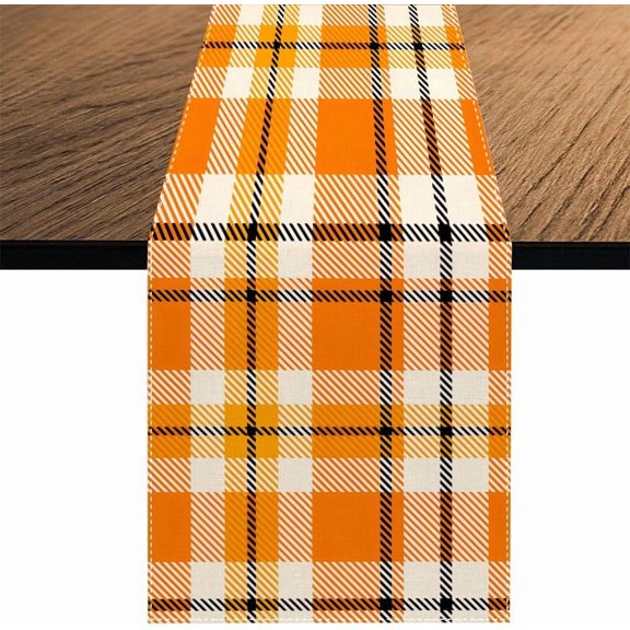 Halloween Table Runner Buffalo Plaid Fall Holiday Kitchen Dining Table Decoration for Home Party Decor 13.8x71 Inch