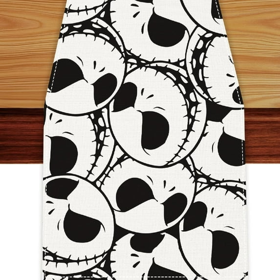 Halloween Table Runner, Christmas Table Runner,Xmas Seasonal Fall Gothic Skull Christmas Table Cloth Halloween Decorations for Home Kitchen Dining Party Decor (13x72 Inch)