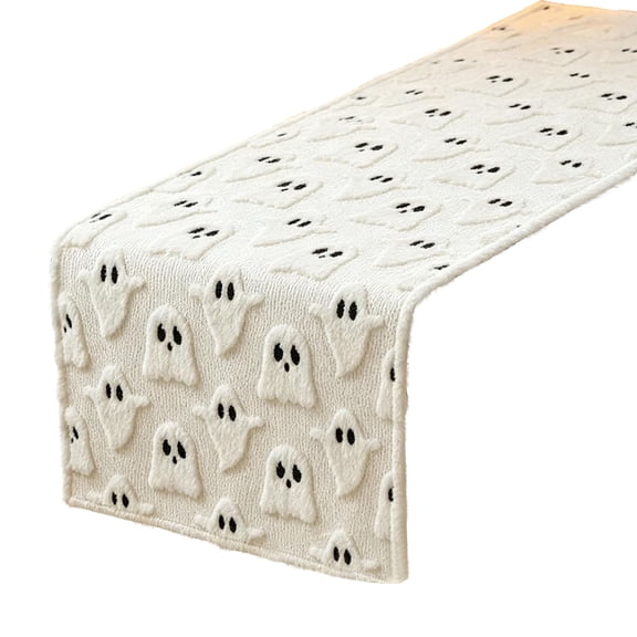 Halloween Table Runner, Printed Ghost Skull Pattern Table Cloth for Dining Table Decoration, Holiday Party Centerpiece, Kitchen Home Decor, 13x72 Inch