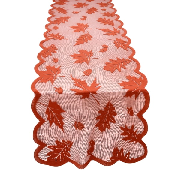 Halloween Table Runner with Scalloped Edge, Fall Table Decor for Dining Room Table Centerpiece, Burnt Orange Cheesecloth Table Runner for Thanksgiving Party Decorations
