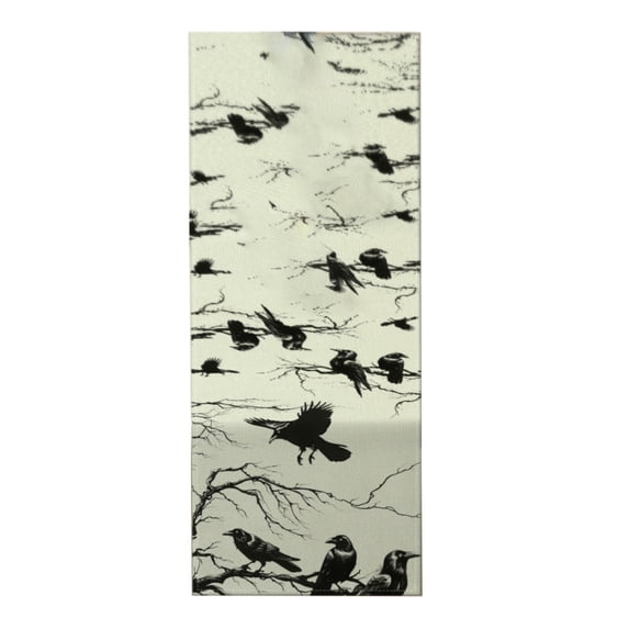 Halloween Table Runner, Silhouette Crows Roost on Tree Branches Fall Kitchen Dining Table Decoration for Indoor Outdoor Home Party