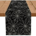 thumbnail image 1 of Halloween Table Runner Spider Web Black Linen Table Runners for Seasonal Holidays Indoor Outdoor Kitchen Dining Party Home Decor 13 x 108 Inch, 1 of 5