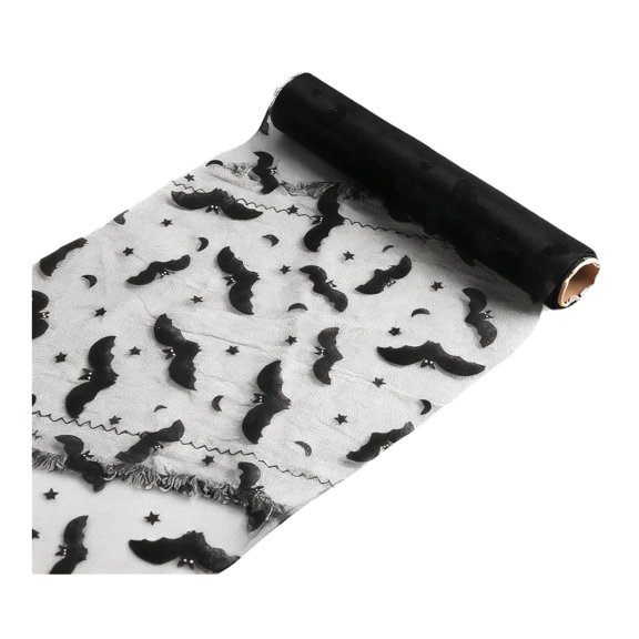 Halloween Table Runner Tablecloth Handmade Mesh Bat Pattern for Home Indoor Outdoor Autumn Celebrations