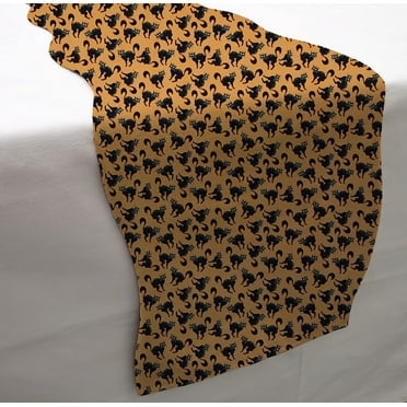 Halloween Table Runner by Penny's Needful Things (3 Feet Long - SCALLOPED) (Scaredy Cat)