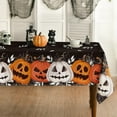 thumbnail image 1 of Halloween Tablecloth 60×120 Inch Rectangular, Black Orange Jack-O-Lantern Pumpkin Cobweb Washable Table Cover for Party Picnic Dinner Decor, 1 of 6