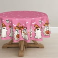 thumbnail image 1 of Halloween Tablecloth 60×60 Inch Round, Pink Bat Ghost Pumpkin Spider Cobweb Washable Seasonal Table Cover for Party Picnic Dinner Decor, 1 of 6