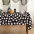 thumbnail image 1 of Halloween Tablecloth 60×60 Inch Square, White Ghost Black Washable Seasonal Table Cover for Party Picnic Dinner Decor, 1 of 6
