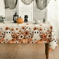 thumbnail image 1 of Halloween Tablecloth 60×84 Inch Rectangular, Ghost Orange Pumpkin Flower Washable Seasonal Table Cover for Party Picnic Dinner Decor, 1 of 6