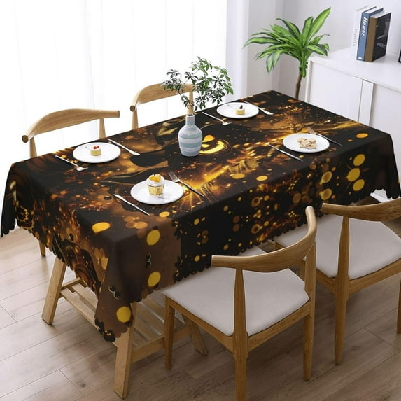 Halloween Tablecloth 60" X 84" Rectangular, Halloween Ghnst with Pumpkin Washable Table Cloth Cover for Party Picnic Dinner Decor