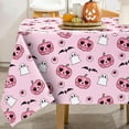 thumbnail image 1 of Halloween Tablecloth 60x102 Inch Pink Pumpkin Cartoon Ghost Bat Pattern Cute Table Cover Seasonal Rectangle Table Cloth for Halloween Kitchen Dining Table Picnic Decoration, 1 of 6