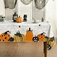 thumbnail image 1 of Halloween Tablecloth 60x104 Inch Rectangular, Jack-O-Lantern Pumpkin Cobweb Scary Themed Washable Table Cover for Party Picnic Dinner Decor, 1 of 6