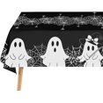 thumbnail image 1 of Halloween Tablecloth 60x104Inch Spooky Ghost Spider Web Black Table Covers Washable for Indoor Outdoor Dining Home Party Holiday Decorations, 1 of 6