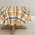thumbnail image 1 of Halloween Tablecloth 60x60 Inch Round, Fall Orange Buffalo Plaid Washable Table Cover for Party Picnic Dinner Decor, 1 of 6