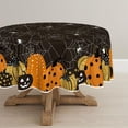 thumbnail image 1 of Halloween Tablecloth 60x60 Inch Round, Jack-O-Lantern Pumpkin Cobweb Scary Themed Black Washable Table Cover for Party Picnic Dinner Decor, 1 of 6