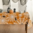 thumbnail image 1 of Halloween Tablecloth 60x84 Inch Rectangular, Spider Web Pattern Cobweb Scary Themed Washable Table Cover for Party Picnic Dinner Decor Orange, 1 of 6
