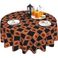 thumbnail image 1 of Halloween Tablecloth Black and Orange Checkered Cat Pumpkin Tablecloth Washable Reusable Round Tablecloth 60 Inch, for Halloween Party Holiday Dinner Kitchen Dining Table Decor, 1 of 6