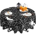 thumbnail image 1 of Halloween Tablecloth Black Spider Web Tablecloth Washable Reusable Round Tablecloth 60 Inch Home Parties Holiday Party Dinner Kitchen Dining Table Decor, 1 of 6