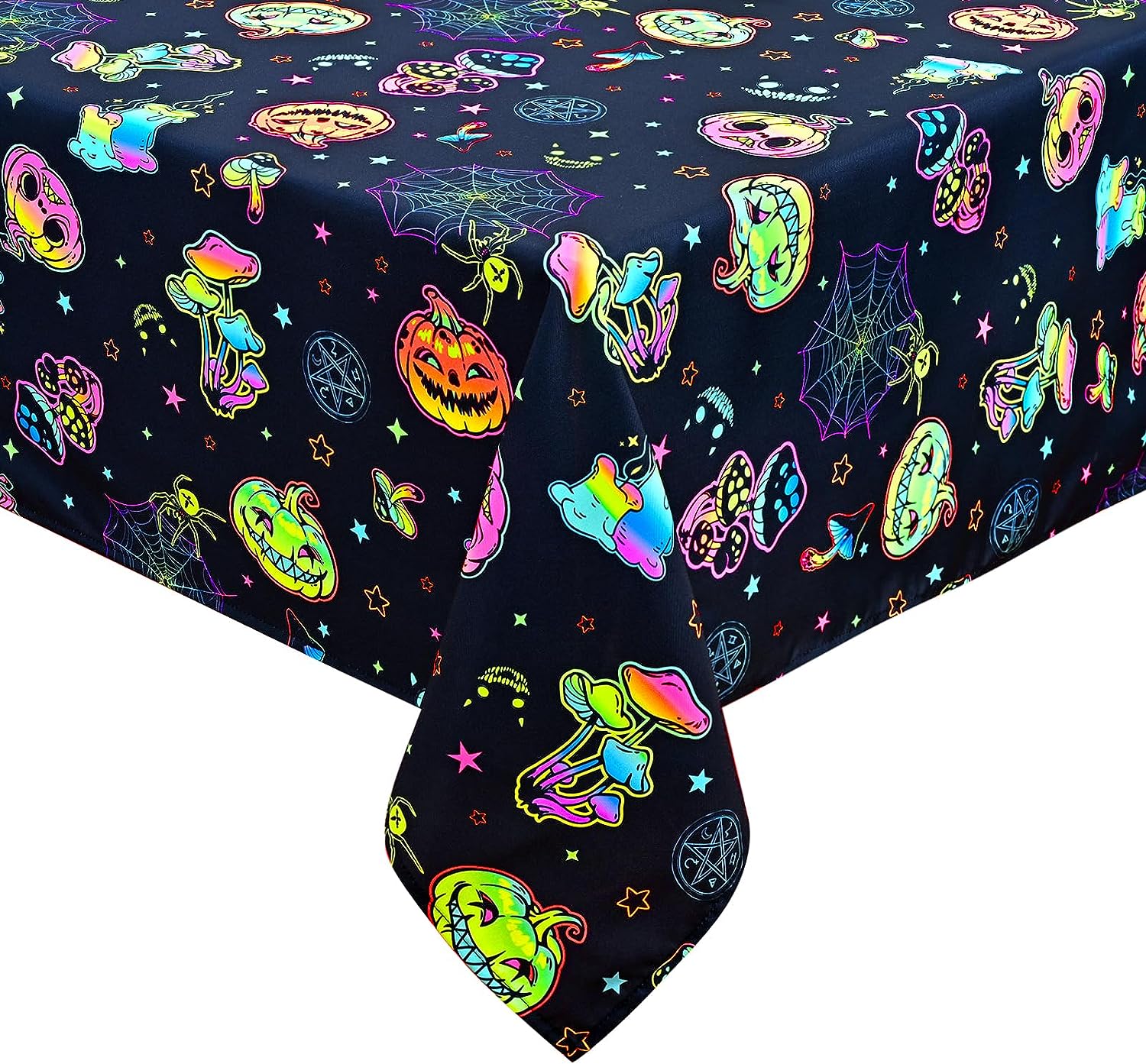 Halloween Tablecloth, Blacklight Spooky Pumpkin Table Cloth