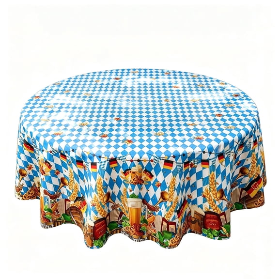 Halloween Tablecloth, Blue Check Washable Table Cover, for Kitchen, Dinning Room, Beer Parties, Backyard Bbq, Garden Events, Restaurant