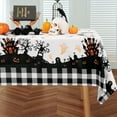 thumbnail image 1 of Halloween Tablecloth, Castle Ghost Decorative Rectangle Table Cloth, Holiday Fabric Table Cover for Party Picnic Dinner Decor, Black 60 x 102 Inch, 1 of 6